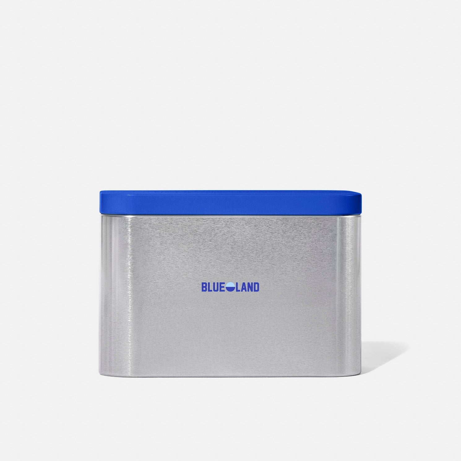 Blue container with a dark blue lid on a white background, featuring the brand 'Blueland'.